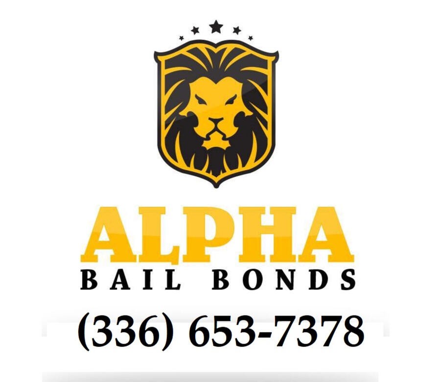Alpha Bail Bonds logo with lion crest — (336) 653-7378